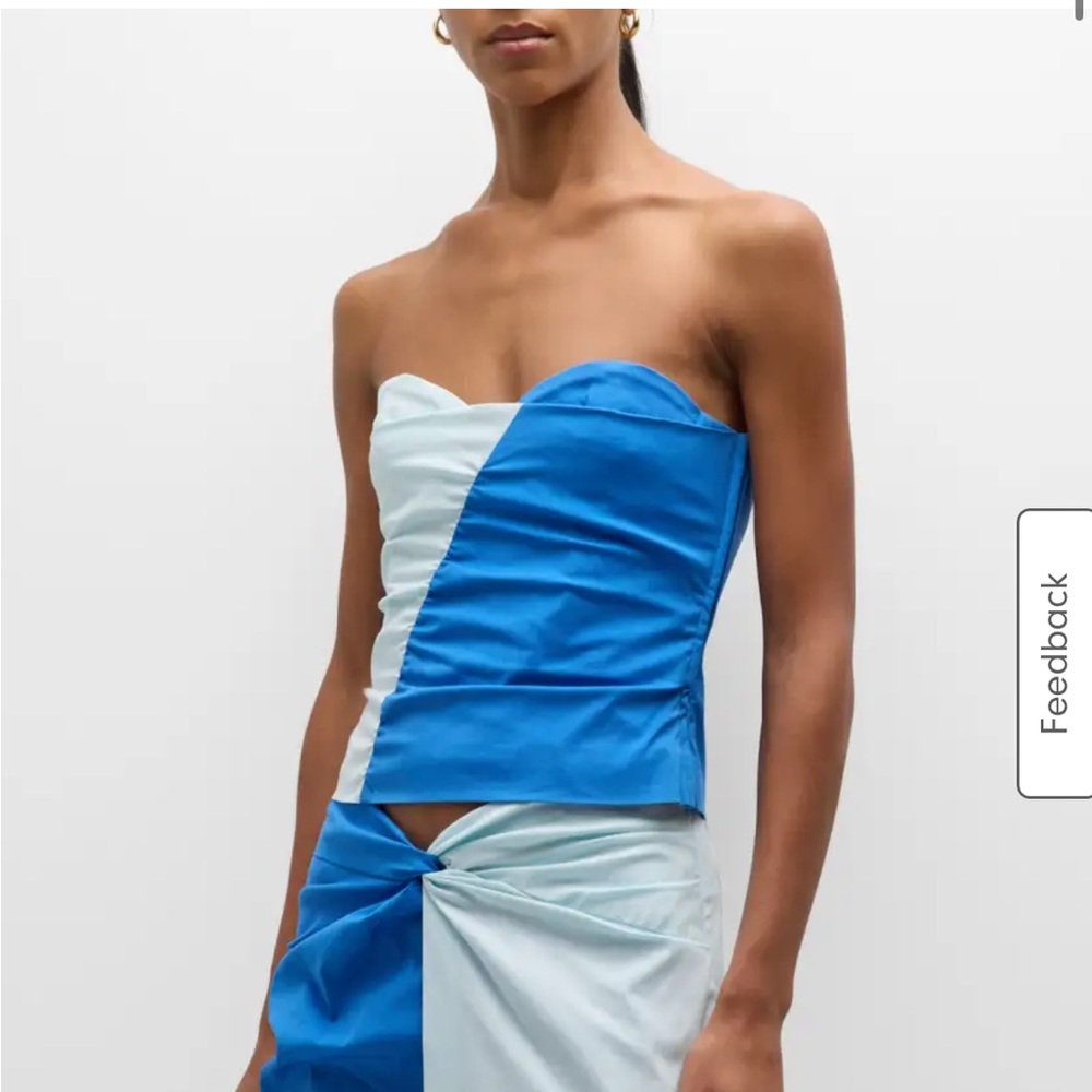 SIR the label Two-Tone Strapless Bustier Top in Bright Blue and Light Blue